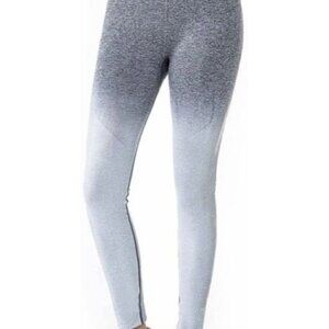 Running Girl High Waist Gray Ombré Spandex Workout Leggings, Size S/M